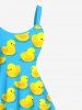 Plus Size Ducks Print Hawaii Tank Dress -  
