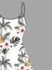 Robe Hawaïenne Haute Basse Fleur et Noix de Coco Imprimés de Grande Taille - Blanc 4X