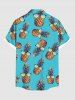 Plus Size Sunglasses Pineapple Print Buttons Pocket Hawaii Shirt For Men -  