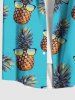 Plus Size Sunglasses Pineapple Print Buttons Pocket Hawaii Shirt For Men -  