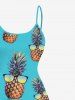 Robe Hawaiien Haute-Bas à Bretelles à Imprimé Ananas Grande Taille - Vert clair 1X