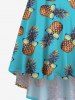 Robe Hawaiien Haute-Bas à Bretelles à Imprimé Ananas Grande Taille - Vert clair 1X