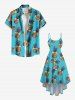 Robe Hawaiien Haute-Bas à Bretelles à Imprimé Ananas Grande Taille - Vert clair 1X