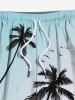 Plus Size Coconut Tree Sea Beach Bird Print Hawaii Drawstring Beach Shorts For Men -  