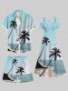 Plus Size Coconut Tree Sea Beach Bird Print Hawaii Drawstring Beach Shorts For Men -  
