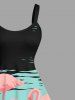 Plus Size Flamingo Lake Print Hawaii A Line Tank Dress -  