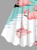 Plus Size Flamingo Lake Print Hawaii A Line Tank Dress -  