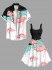 Plus Size Flamingo Lake Print Hawaii A Line Tank Dress -  
