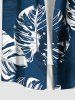 Plus Size Tropical Leaves Print Hawaii Ombre Button Pocket Shirt For Men -  
