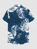 Plus Size Tropical Leaves Print Hawaii Ombre Button Pocket Shirt For Men -  