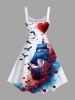 Plus Size Sailboat Bird Rose Flower Ink Painting Splatter Print Hawaii Cruise A Line Tank Dress -  