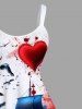 Plus Size Sailboat Bird Rose Flower Ink Painting Splatter Print Hawaii Cruise A Line Tank Dress -  