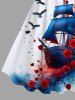 Plus Size Sailboat Bird Rose Flower Ink Painting Splatter Print Hawaii Cruise A Line Tank Dress -  