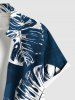 Plus Size Tropical Leaves Print Hawaii Ombre Button Pocket Shirt For Men -  
