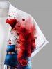 Plus Size Sailboat Bird Rose Flower Ink Painting Splatter Print Hawaii Cruise Shirt For Men -  