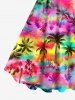 Plus Size Colorful Ombre Coconut Tree Print Hawaii A Line Tank Dress -  
