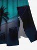 Plus Size Coconut Tree Sea Ombre Dusk Print Hawaii Split Pocket A Line Midi Dress -  