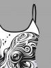 Fashion Octopus Two Tone Print Hawaii Tankini Top(Adjustable Shoulder Strap) -  