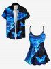Glitter Butterfly Sea Print Hawaii Tankini Top(Adjustable Shoulder Strap) -  