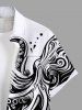 Plus Size Octopus Two Tone Print Hawaii Button Pocket Shirt For Men -  