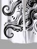 Plus Size Octopus Two Tone Print Hawaii Button Pocket Shirt For Men -  
