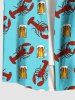 Plus Size Beer Lobster Print Buttons Pocket Hawaii Shirt For Men -  