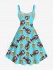 Plus Size Beer Lobster Print Hawaii Tank Dress -  