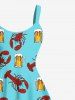 Plus Size Beer Lobster Print Hawaii Tank Dress -  