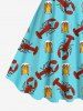 Plus Size Beer Lobster Print Hawaii Tank Dress -  