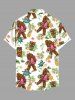 Plus Size Gorillas Coconut Tree Flowers Pineapple Masks Print Buttons Pocket Hawaii Shirt For Men -  