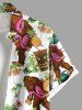 Plus Size Gorillas Coconut Tree Flowers Pineapple Masks Print Buttons Pocket Hawaii Shirt For Men -  