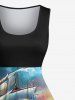 Plus Size Octopus Sea Waves Sailboat Ombre Sky Print Hawaii Cruise Vintage 1950s Swing A Line Dress -  