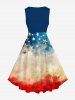 Plus Size Distressed Patriotic American Flag Print Vintage 1950s Swing A Line Dress -  