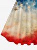 Plus Size Distressed Patriotic American Flag Print Vintage 1950s Swing A Line Dress -  