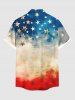Plus Size Distressed Patriotic American Flag Print Button Pocket Shirt For Men -  