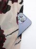 Plus Size Rose Flower Vine Print Split Pocket Surplice A Line Maxi Dress with Removable Tied Belt -  
