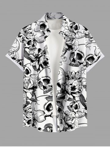 Skulls Flowers Print Plus Size Matching Hawaii Beach Outfit For Couples