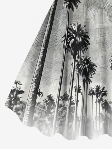 Coconut Tree Ombre Textured Print Plus Size Matching Hawaii Beach Outfit For Couples