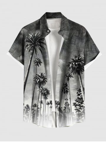 Coconut Tree Ombre Textured Print Plus Size Matching Hawaii Beach Outfit For Couples