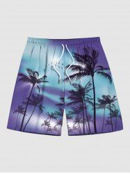 Plus Size Coconut Tree Tie Dye Print Hawaii Beach Shorts For Men -  
