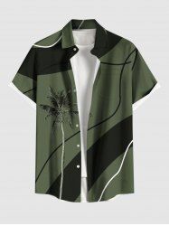 Plus Size Coconut Tree Colorblock Print Buttons Pocket Hawaii Shirt For Men -  