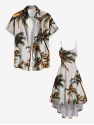 Coconut Tree Print Plus Size Matching Hawaii Beach Outfit For Couples -  