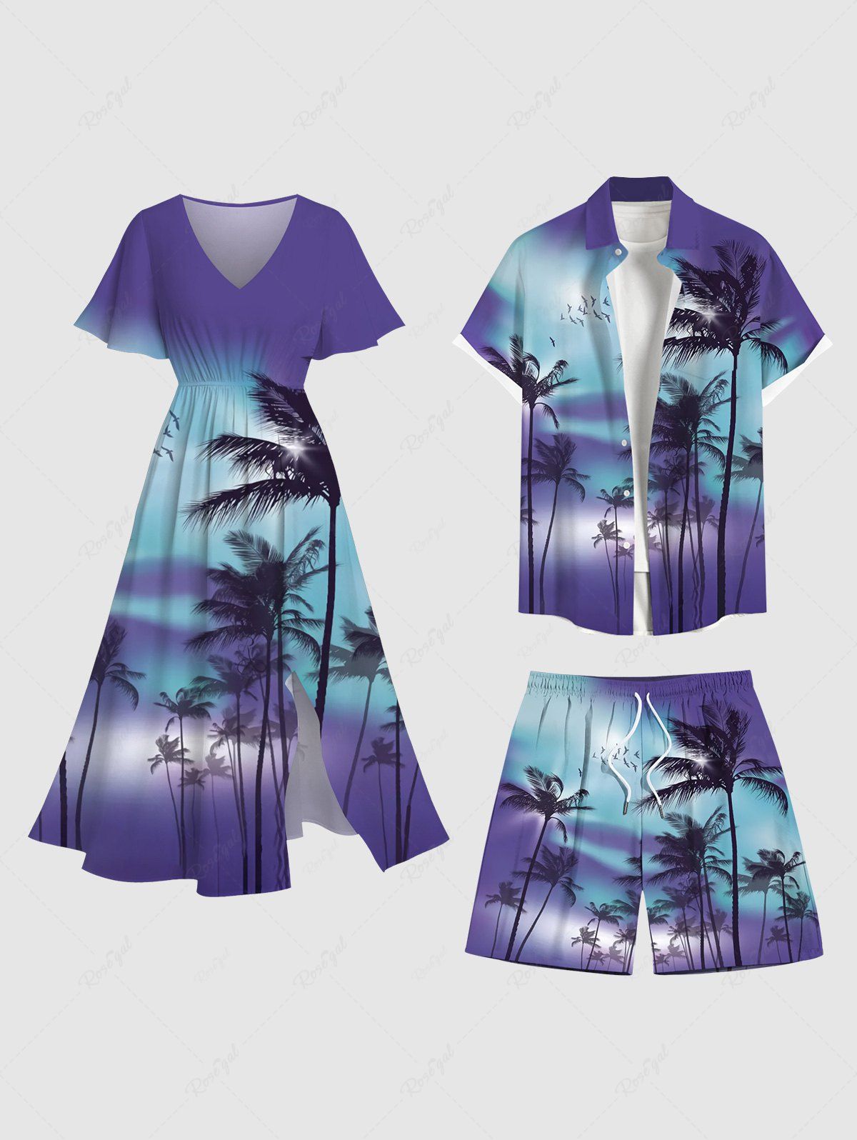 Contrastant Imprimé Cocotier Grande Taille Costume de Plage Assortis pour la Plage NOIR 