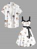 Plus Size Coconut Tree Sun Sailboat Print Buttons Turn Down Collar Hawaii Dress With A Belt -  