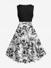 Skulls Flowers Print Plus Size Matching Hawaii Beach Outfit For Couples -  