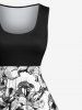 Skulls Flowers Print Plus Size Matching Hawaii Beach Outfit For Couples -  