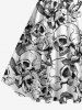 Skulls Flowers Print Plus Size Matching Hawaii Beach Outfit For Couples -  
