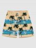 Coconut Tree Sea Waves Bird Print Plus Size Matching Hawaii Beach Outfit For Couples -  