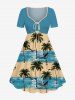 Coconut Tree Sea Waves Bird Print Plus Size Matching Hawaii Beach Outfit For Couples -  