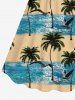 Coconut Tree Sea Waves Bird Print Plus Size Matching Hawaii Beach Outfit For Couples -  